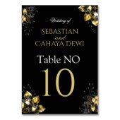 Elegant black and gold summer wedding tischnummer (Rückseite)