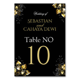 Elegant black and gold summer wedding tischnummer