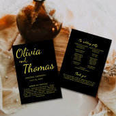 Elegant Black and Gold Wedding Ceremony Program  Programm