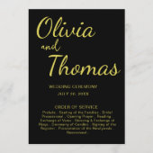 Elegant Black and Gold Wedding Ceremony Program  Programm (Vorderseite)