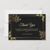 Elegant Black and Gold Wedding  Dankeskarte (Vorderseite)
