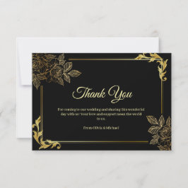 Elegant Black and Gold Wedding  Dankeskarte