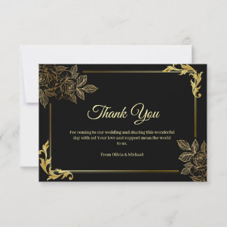 Elegant Black and Gold Wedding Dankeskarte