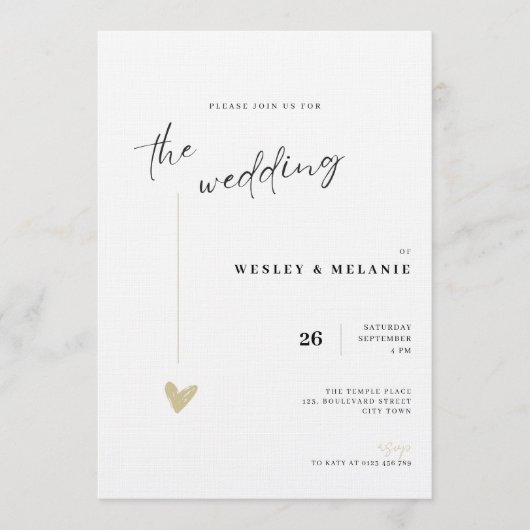 Elegant Black and Gold Wedding Invitation Einladung (Vorderseite)