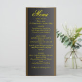 Elegant Black and Gold Wedding Menu Menükarte (Stehend Vorderseite)
