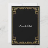 Elegant black and gold wedding save the date ankündigung (Rückseite)