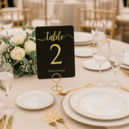Elegant Black and Gold Wedding Table Number Sockelschild
