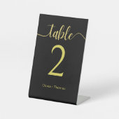 Elegant Black and Gold Wedding Table Number Sockelschild (Vorderseite)