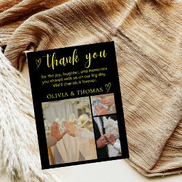 Elegant Black and Gold Wedding Thank You Card Dankeskarte