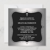 Elegant Black and Gray Christening Einladung (Vorderseite)