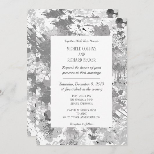 Elegant Black and Gray Einladung (Vorne/Hinten)