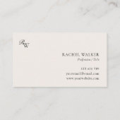 Elegant Black and Ivory Modern Monogram Visitenkarte (Rückseite)