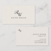 Elegant Black and Ivory Modern Monogram Visitenkarte (Vorne/Hinten)