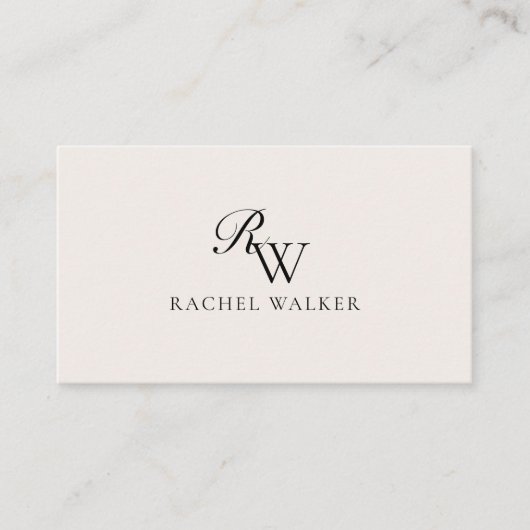 Elegant Black and Ivory Modern Monogram Visitenkarte (Vorderseite)