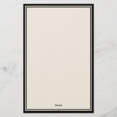 Elegant Black and Ivory Monogram Two Border Briefpapier (Rückseite)