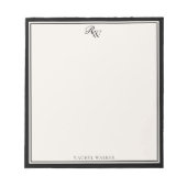Elegant Black and Ivory Monogram Two Border Notizblock (Vorderseite)