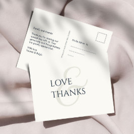 Elegant Black and Ivory Non-Foto Vielen Dank Postkarte