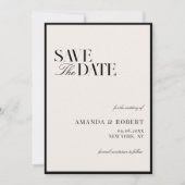 Elegant Black and Ivory Old Money Wedding Save The Date (Vorderseite)