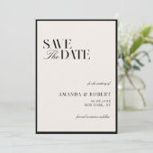 Elegant Black and Ivory Old Money Wedding Save The Date (Stehend Vorderseite)