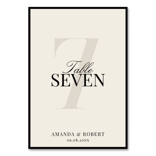 Elegant Black and Ivory Old Money Wedding Tischnummer (Vorderseite)