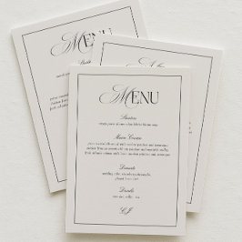 Elegant Black and Ivory Wedding Menu Card Einladung