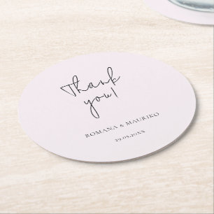 Elegant Black and Lilac Minimalistisch Runder Pappuntersetzer