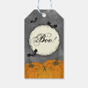 Elegant Black and Orange Halloween Geschenkanhänger