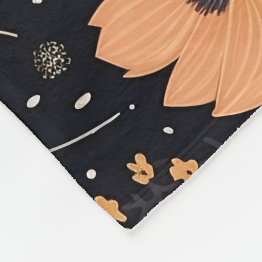 Elegant Black and Peach Boho Floral Fleecedecke (Ecke)