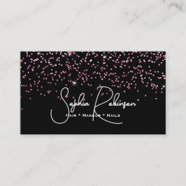 Elegant Black and Pink Glitter Salon Business Card Visitenkarte