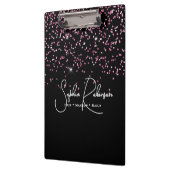 Elegant Black and Pink Glitter Salon Business Klemmbrett (Links)