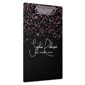 Elegant Black and Pink Glitter Salon Business Klemmbrett (Rechts)