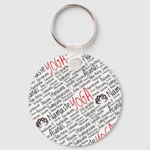 Elegant Black and Red Yoga Positions Lotus Blossom Schlüsselanhänger