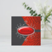 Elegant Black and Red Zebra Quinceanera Einladung (Stehend Vorderseite)