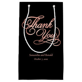 Elegant Black and Rose Gold Calligraphy Thank You Kleine Geschenktüte