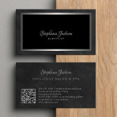 Elegant black and silver QR code luxury Visitenkarte