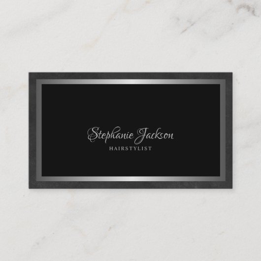 Elegant black and silver QR code luxury Visitenkarte (Vorderseite)