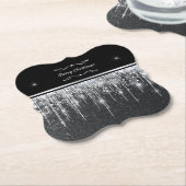 Elegant Black and Silver Sparkling Merry Christmas Untersetzer (angewinkelt)