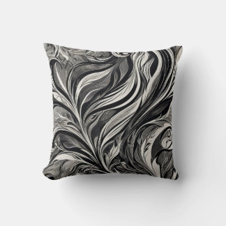 Elegant - Black and White Abstract Flow Kissen