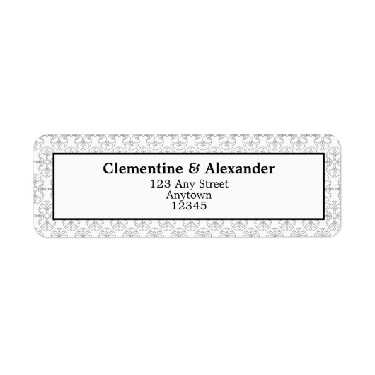 Elegant Black and White Art Deco Return Labels (Vorne)