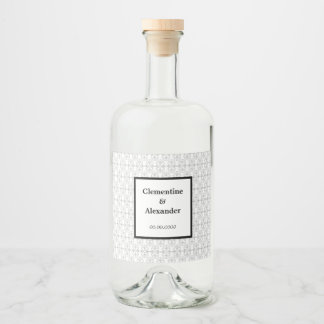 Elegant Black and White Art Deco Style Alkoholflaschenetikett