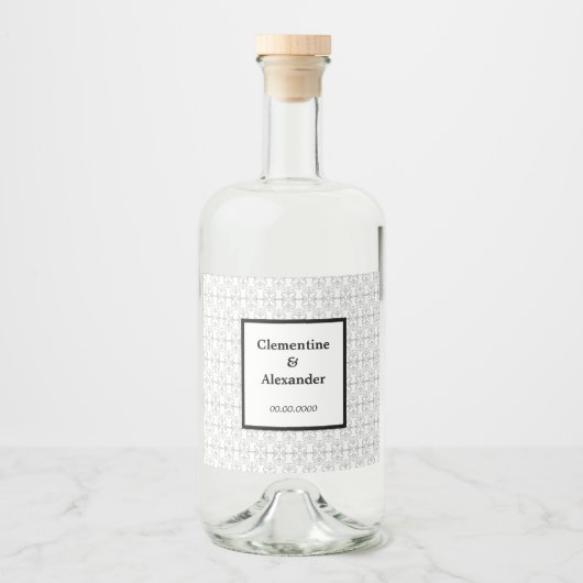 Elegant Black and White Art Deco Style Alkoholflaschenetikett (Vorderseite)
