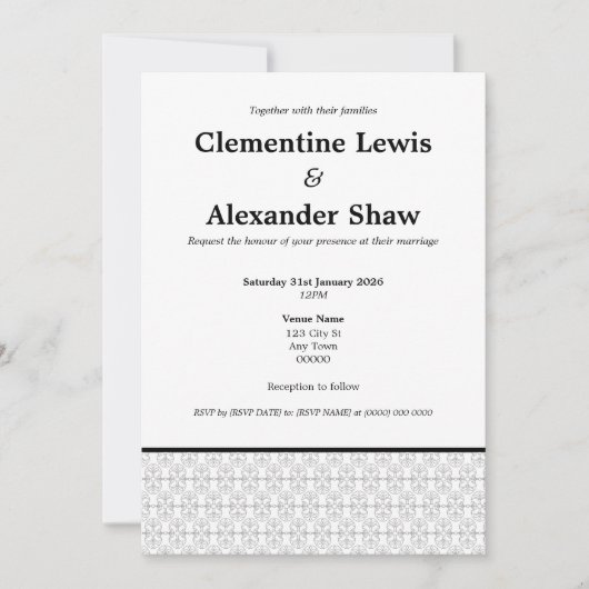 Elegant Black and White Art Deco Style Einladung (Vorderseite)