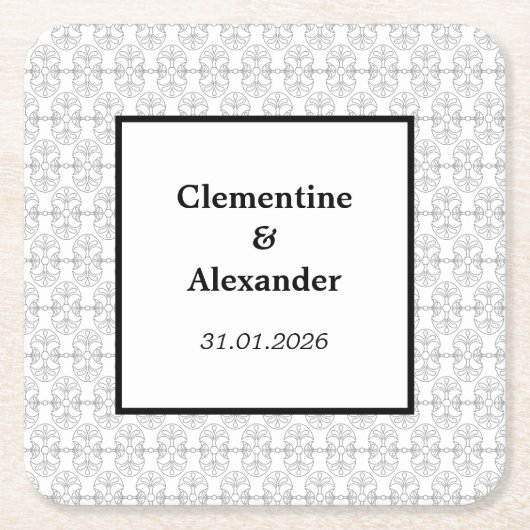 Elegant Black and White Art Deco Style Rechteckiger Pappuntersetzer (Vorderseite)