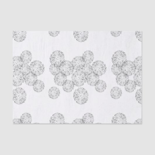 Elegant Black and White Boho Chic Daisy Pattern Seidenpapier (Vorderseite)