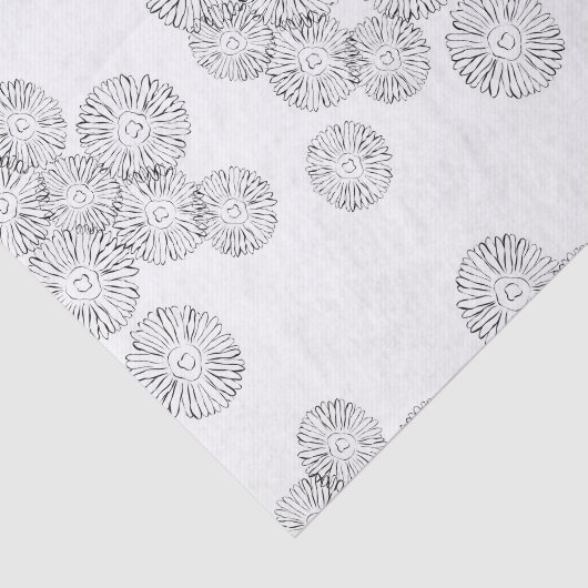 Elegant Black and White Boho Chic Daisy Pattern Seidenpapier (Ausschnitt)