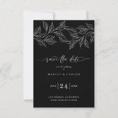 Elegant Black and White Botanical Wedding Save The Date (Vorderseite)