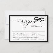 Elegant Black and White Bow Simple Classic Wedding RSVP Karte (Vorderseite)