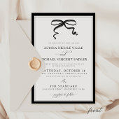 Elegant Black and White Bow Simple Modern Wedding Einladung