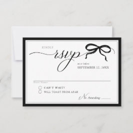 Elegant Black and White Bow Simple Modern Wedding RSVP Karte
