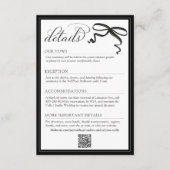 Elegant Black and White Bow Simple Wedding Details Begleitkarte (Vorderseite)